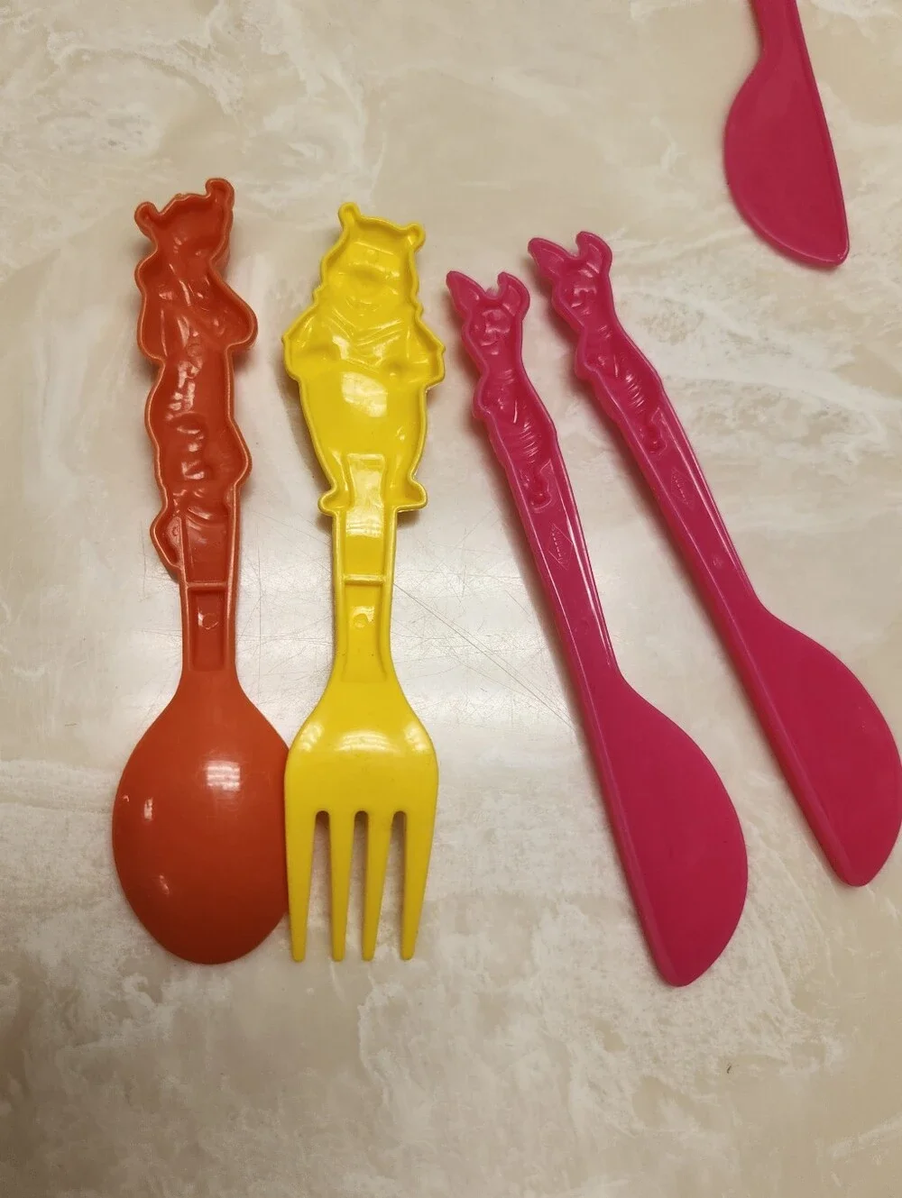 Vintage‎ Winnie the Pooh Plastic Toddler Cutlery Silverware 13 Pieces